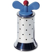 photo pepper mill in 18/10 polished stainless steel with pa fins, light blue 2